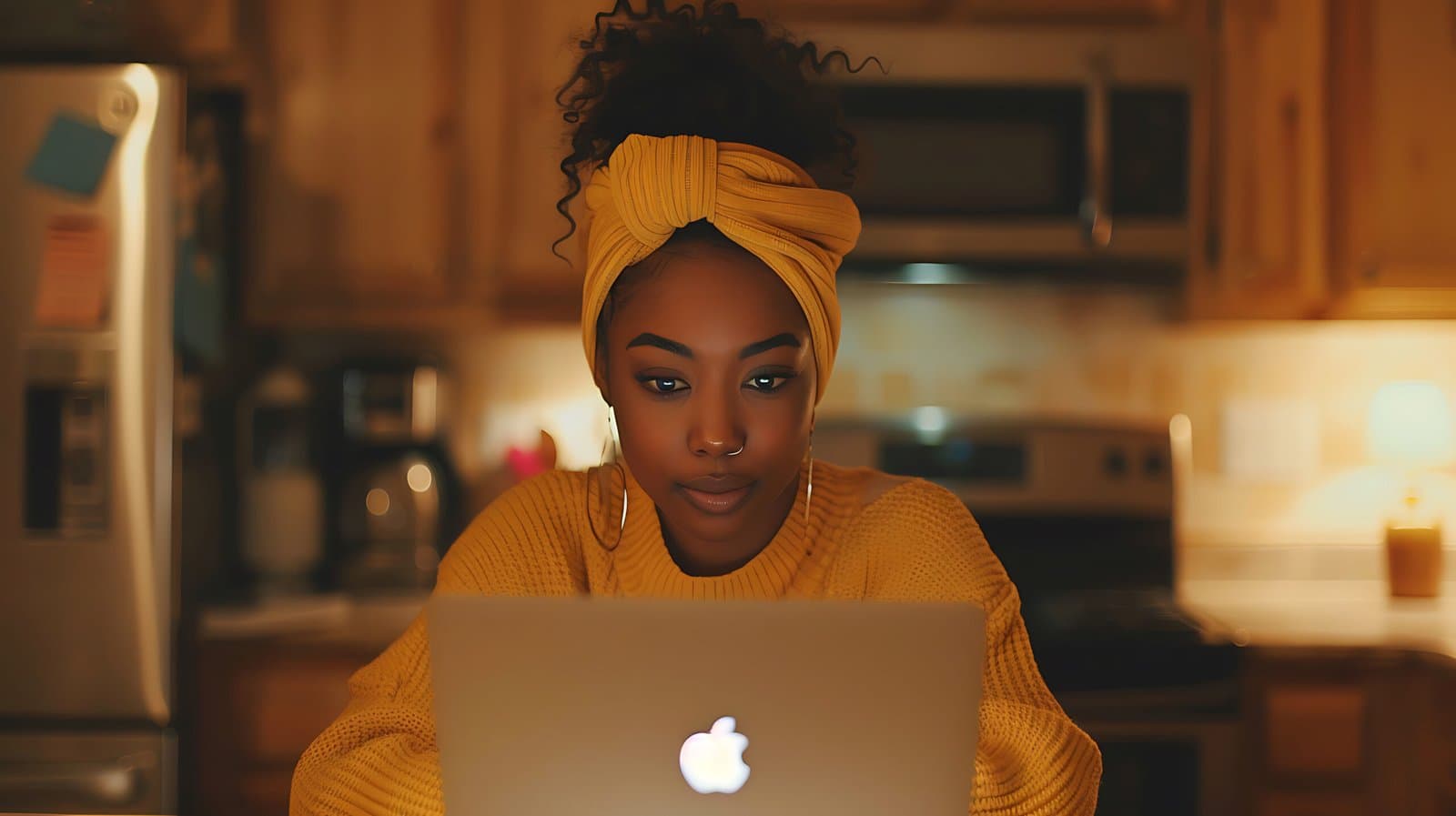 A creative professional working on her laptop